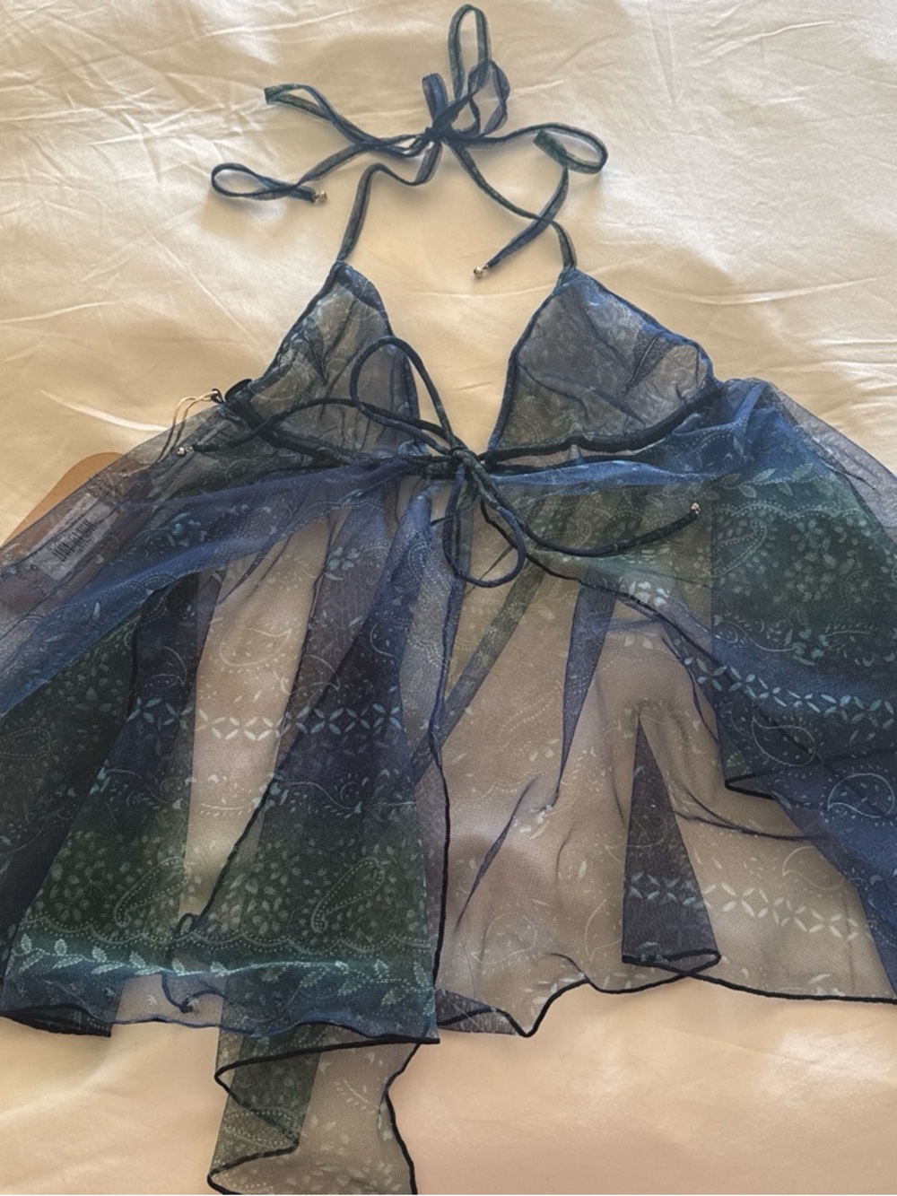 Sheer Navy Blue Halter Babydoll Top/Dress
